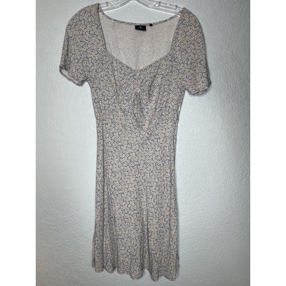 Thrills Lt Blue Floral Dainty Daisy Midi Dress Short Sleeve S / AU 8 / EU 36